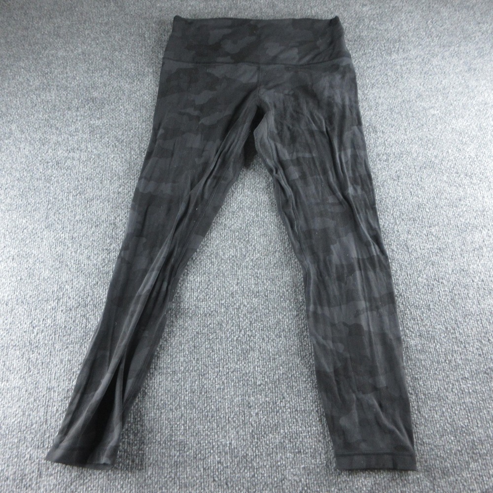 Lululemon Leggings Womens 10 Black Camo High Rise Ankle Yoga Pants Gym